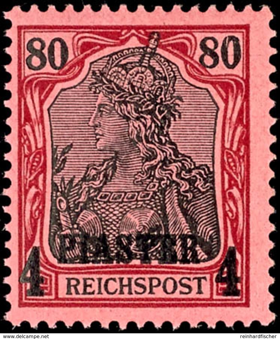 4 Piaster Auf 80 Pfg Germania, Luxus Postfrisch, Unsigniert, Michel 60,-, Katalog: 19I ** - Deutsche Post In Der Türkei