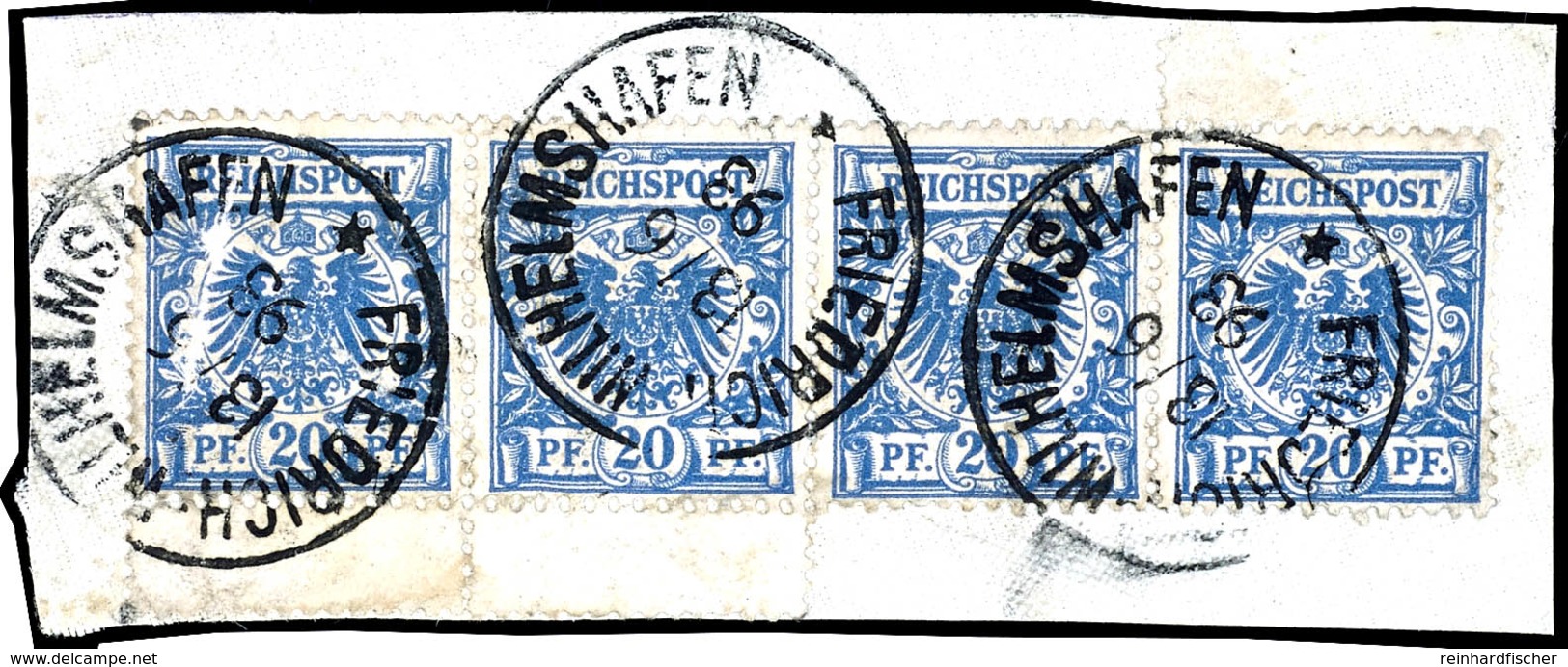 20 Pfg. Krone /Adler Blau, 2 Waager Paare Auf Briefstück, (1mal Mit Unten Anhängendem Zwischensteg), 3 Klare K1 FRIEDRIC - Deutsch-Neuguinea