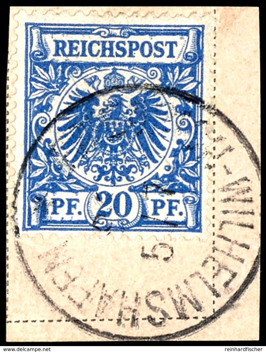 20 Pfg Krone/Adler In D-Farbe, Entwertet "Friedrich-Wilhelmshafen 5/7 96" Auf Postanweisungsausschnitt, Stempel Mit Gedr - Deutsch-Neuguinea