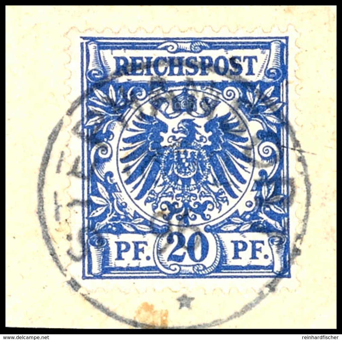 20 Pfg Krone/Adler, Stempel STEPHANSORT ../.. 96 (Tag Und Monat Nicht Lesbar), Auf Briefstück. PLATTENFEHLER: Ecke Oben  - Deutsch-Neuguinea