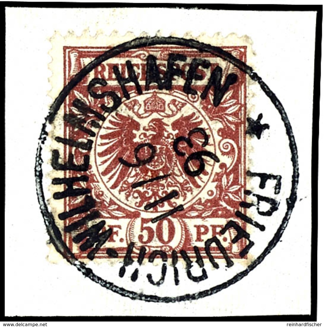 50 Pf. Krone/Adler Rötlichbraun Auf Briefstück, Zentr. Gest. FRIEDRICH-WILHELMSHAFEN 11/6 93, Mi. 80,-, Katalog: V50d BS - Deutsch-Neuguinea