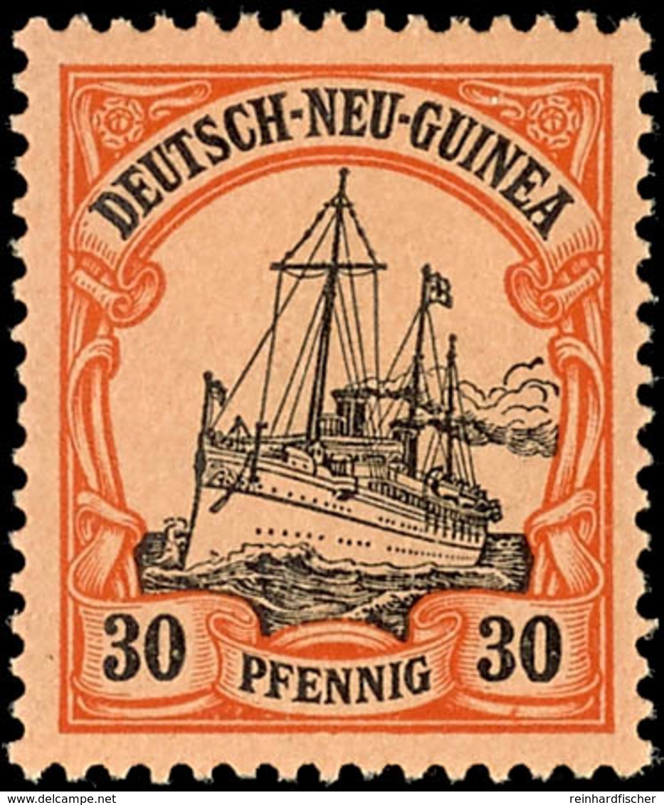 30 Pfg Schiffszeichnung, Nicht Gelisteter Plattenfehler Auf Feld 94 "Farbpunkt Unter Rechter 30", Ungebraucht, Katalog:  - Deutsch-Neuguinea