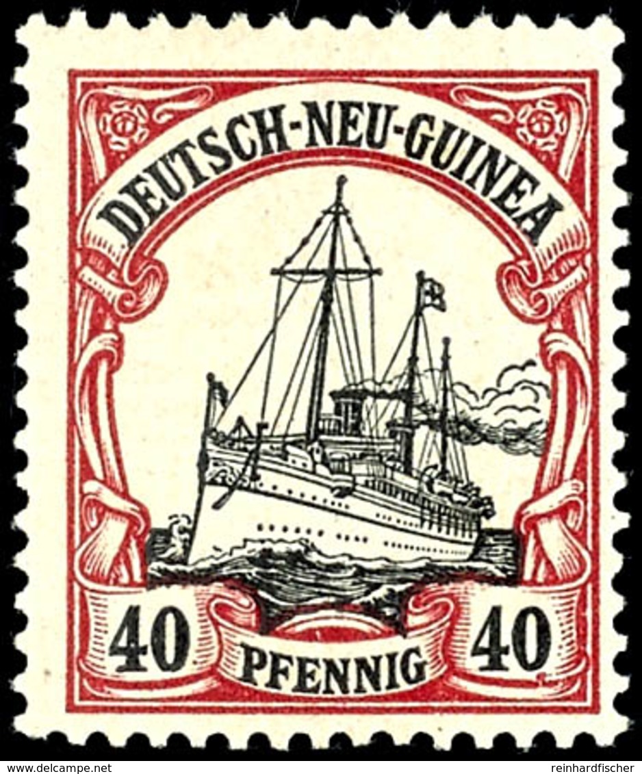 40 Pfg. Schiffszeichnung, Plattenfenfehler "Linie Unter Rechten 40 Unterbrochen", Ungebraucht, Mi. 80,-, Katalog: 13I * - Deutsch-Neuguinea