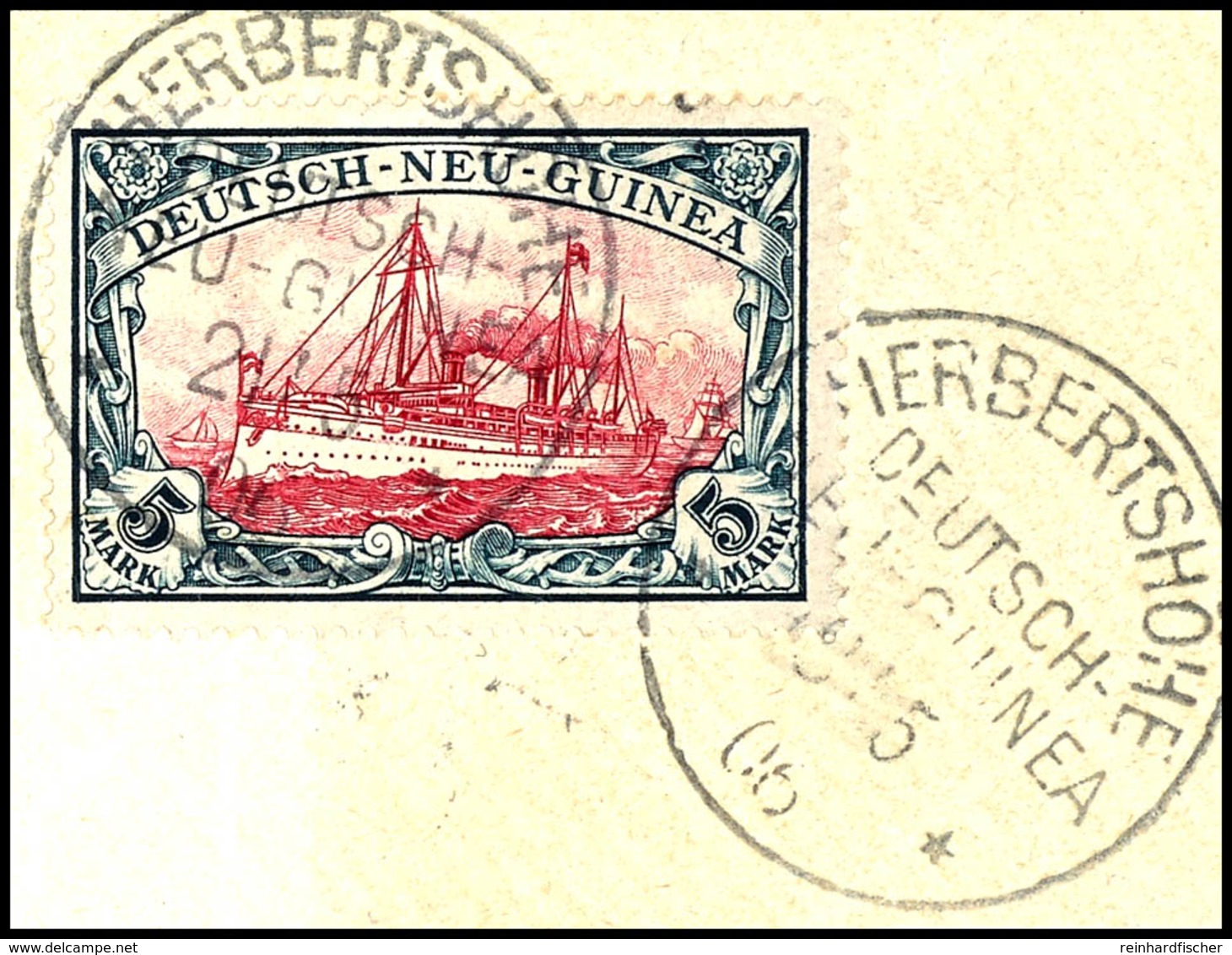 1 Bis 5 Mk. Schiffszeichnung, Je Auf Briefstück, Klare K1 "HERBERTSHÖHE", Mi. 960,-, Katalog: 16/19 BS - Deutsch-Neuguinea