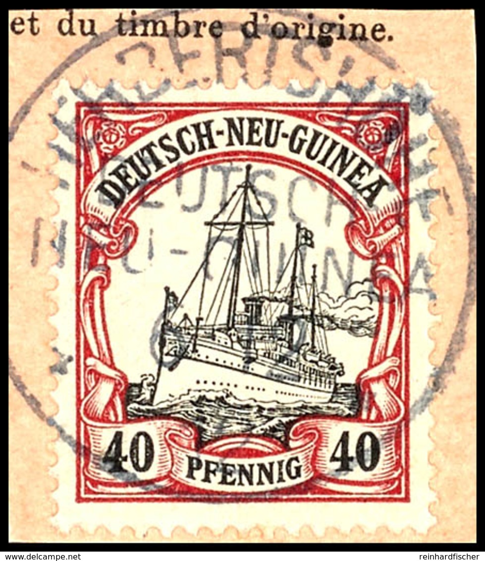 HERBERTSHÖHE 6/12 12, Klar Und Zentr. Auf Postanweisungsausschnitt 40 Pfg Schiffszeichnung, Katalog: 13 BS - Deutsch-Neuguinea