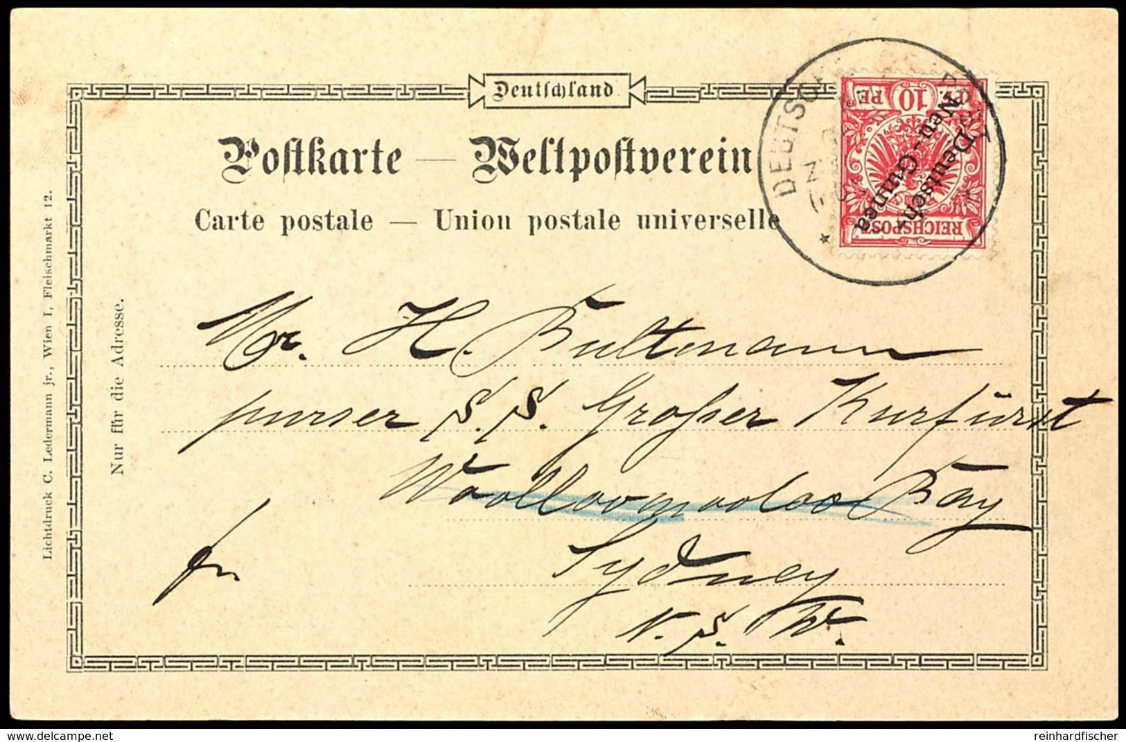 1901, DEUTSCHE SEEPOST NEU-GUINEA-ZWEIGLINIE (HONGKONG) A (ohne Jahreszahl) Auf Ansichtskarte "Gruß Aus Deutsch-Neuguine - Deutsch-Neuguinea