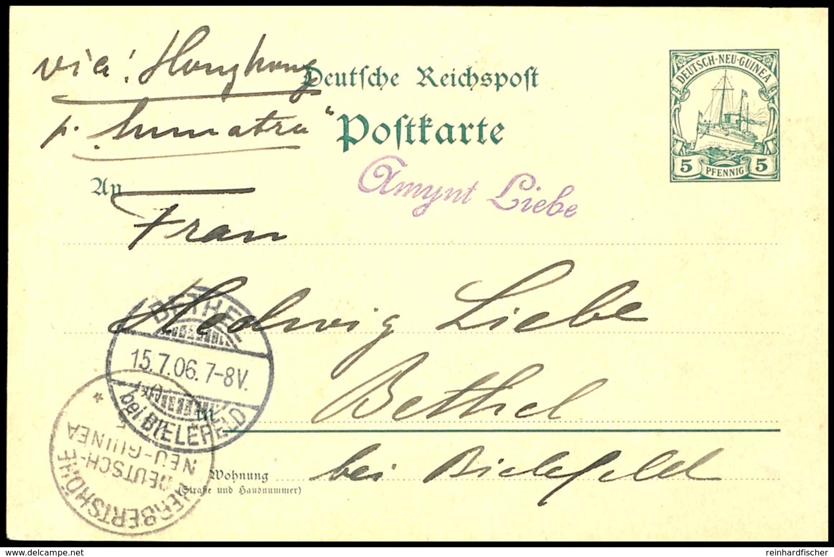 1906, Ganzsachenkarte 5 Pfg Kaiseryacht, Stempel HERBERSTHÖHE DNG 23.5 06 (in Der Unteren Linken Ecke, Wertstempel Nicht - Other & Unclassified