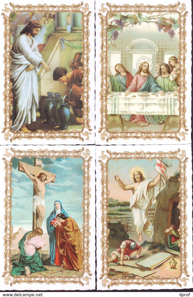 La Vita Di Gesù Cristo, 12 Santini  Con Cornice In Rilievo E Commento A Retro - Religione & Esoterismo