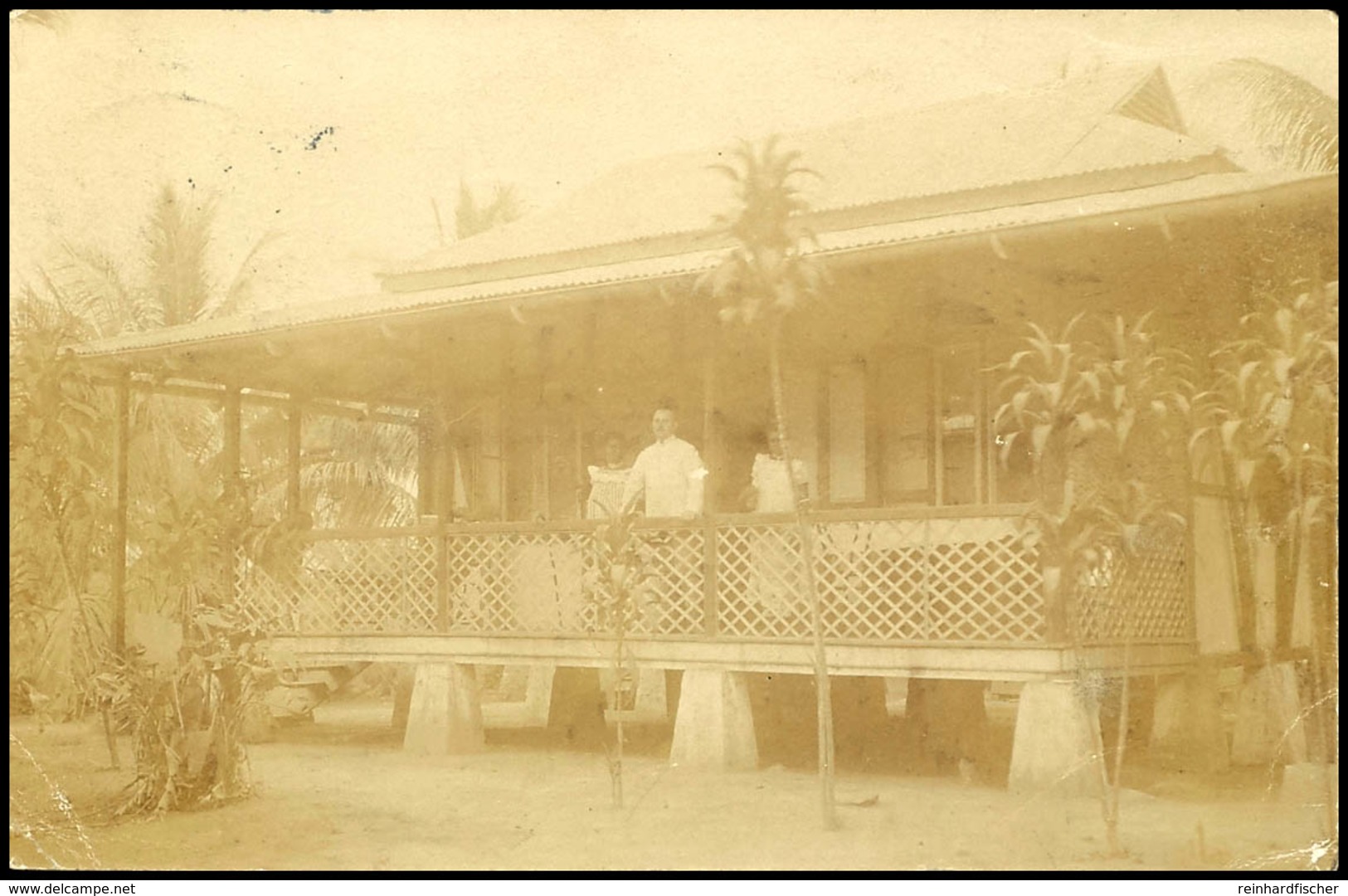 HERBERTSHÖHE, Fotokarte (3 Personen Auf Veranda), Mit 5 Pfg Kaiseryacht, Stempel HERBERTSHÖHE (Datum Nicht Lesbar, Karte - Other & Unclassified