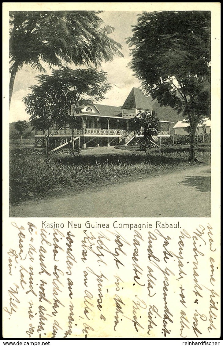 RABAUL, Seltene AK "Kasino Neu Guinea Compagnie Rabaul" Mit 5 Pfg Kaiseryacht, Stempel RABAUL DNG - /11 12, Nach Frankfu - Sonstige & Ohne Zuordnung