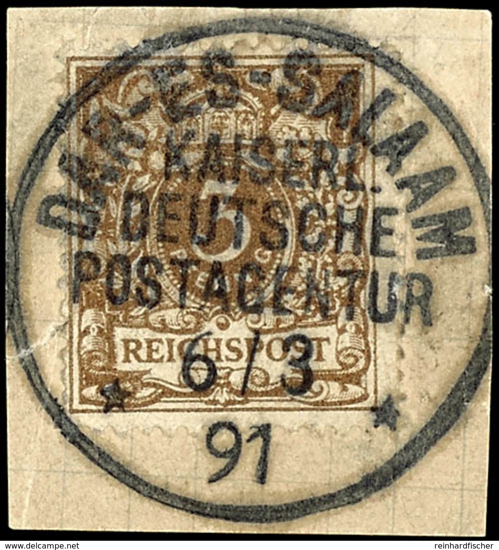 3 Pfennig Krone/Adler In A-Farbe, Gestempelt "Dar-es-Salaam" Auf Luxusbriefstück, Gepr. Steuer BPP, Katalog: VO45a BS - Deutsch-Ostafrika