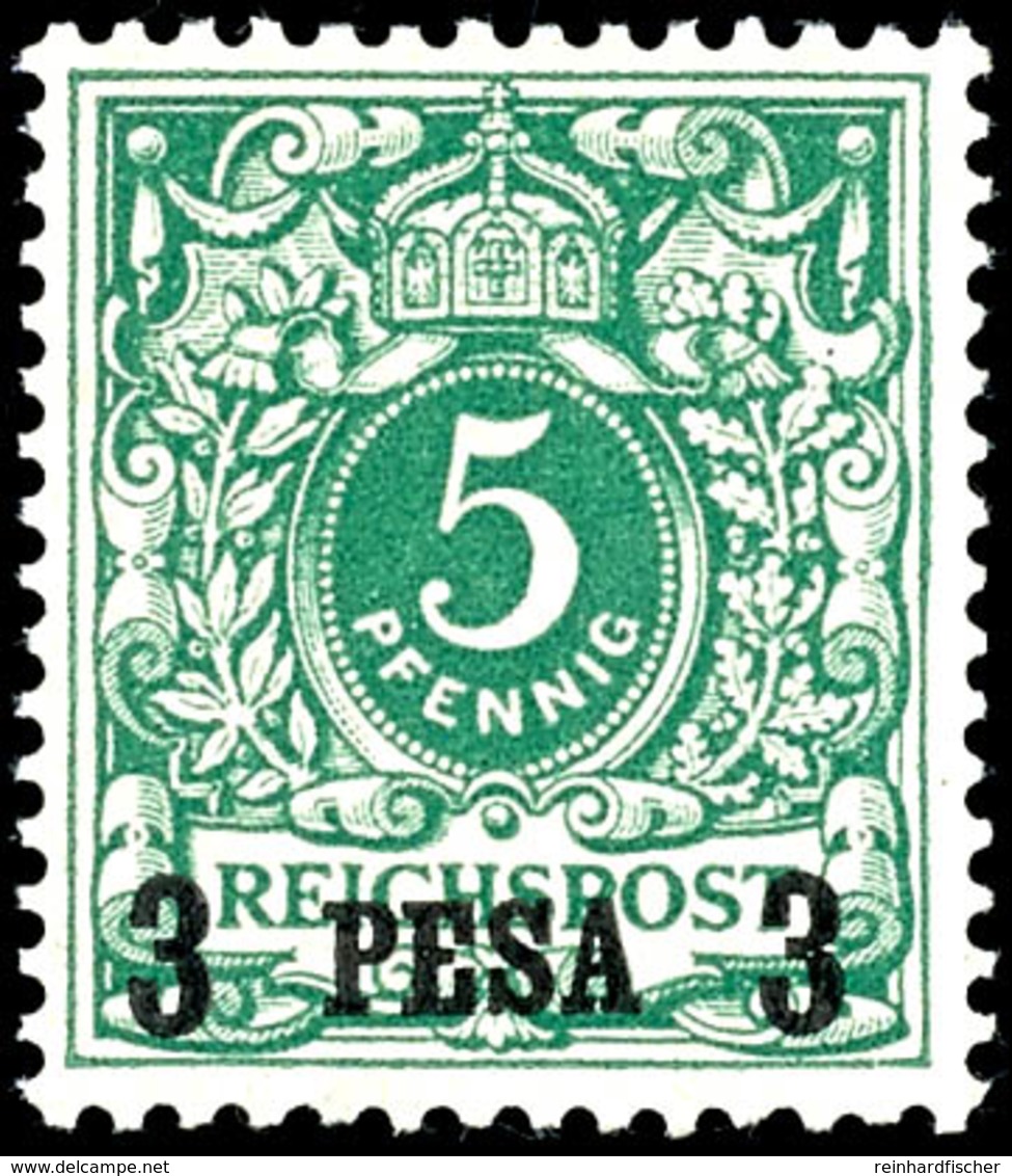 3 Pesa Auf 5  Pfg. Krone/Adler, Postfrisch, Gepr. Bothe BPP, Mi. 280,-, Katalog: 2I ** - Deutsch-Ostafrika