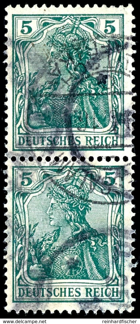 5 Pfennig Königsberg- Ausgabe Im Senkrechten Paar, Teilstempel Pangani (Aushilfstype 16), Teil Vom Ankunftsstempel Dares - Deutsch-Ostafrika