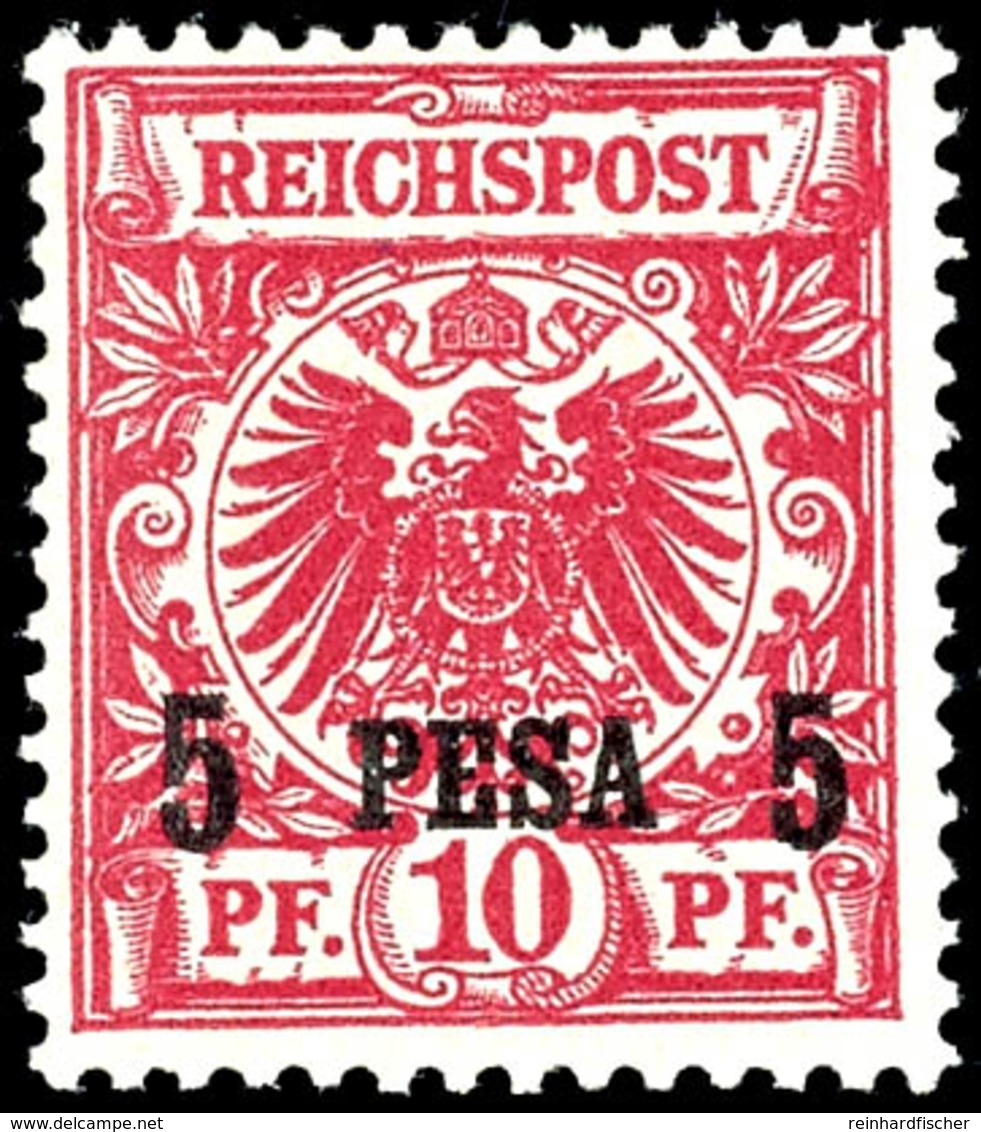 5 Pesa Auf 10 Pfg. Krone/Adler, Postfrisch, Mi. 250,-, Katalog: 3Ic ** - Deutsch-Ostafrika