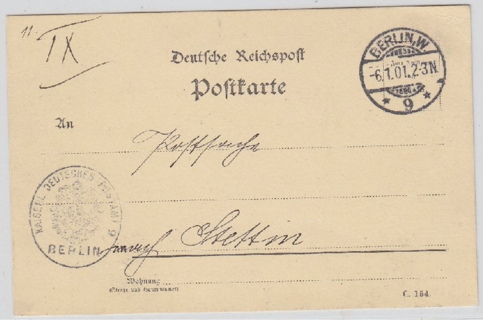 DR - Dienstpostkarte Postamt Berlin W9 N. Stettin 1901 Postanweisung Betreffend - Sonstige & Ohne Zuordnung