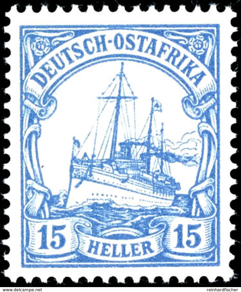 15 Heller Kaiseryacht, Hellviolettultramarin, Postfrisch, Ohne Signatur, Kabinett, Michel 100,-, Katalog: 25b ** - Deutsch-Ostafrika