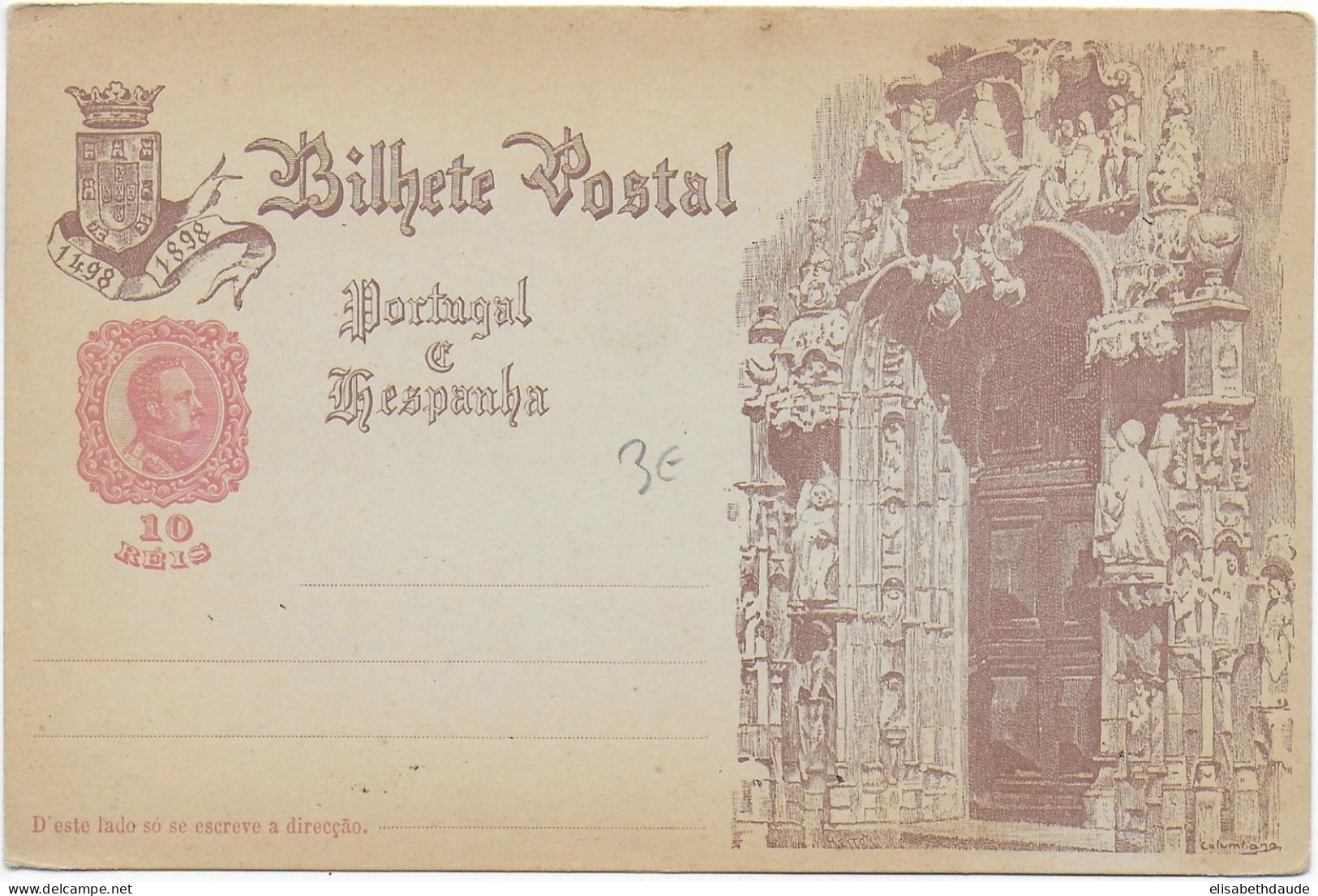 PORTUGAL - 1898 - CARTE ENTIER POSTAL ILLUSTREE NEUVE - Entiers Postaux
