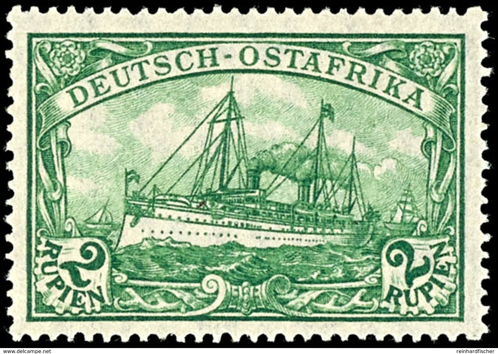 2 R. Schiffszeichnung, Postfrisch, Mi. 130,-, Katalog: A38 ** - Deutsch-Ostafrika