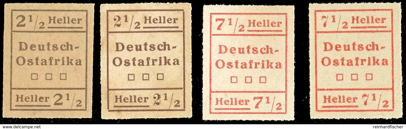 Notausgabe Wuga, 2½ Und 7½ Heller, Je Type I Und II, Ungebraucht O.G., Mi. 240,-, Katalog: III/IV,I/II (*) - Deutsch-Ostafrika