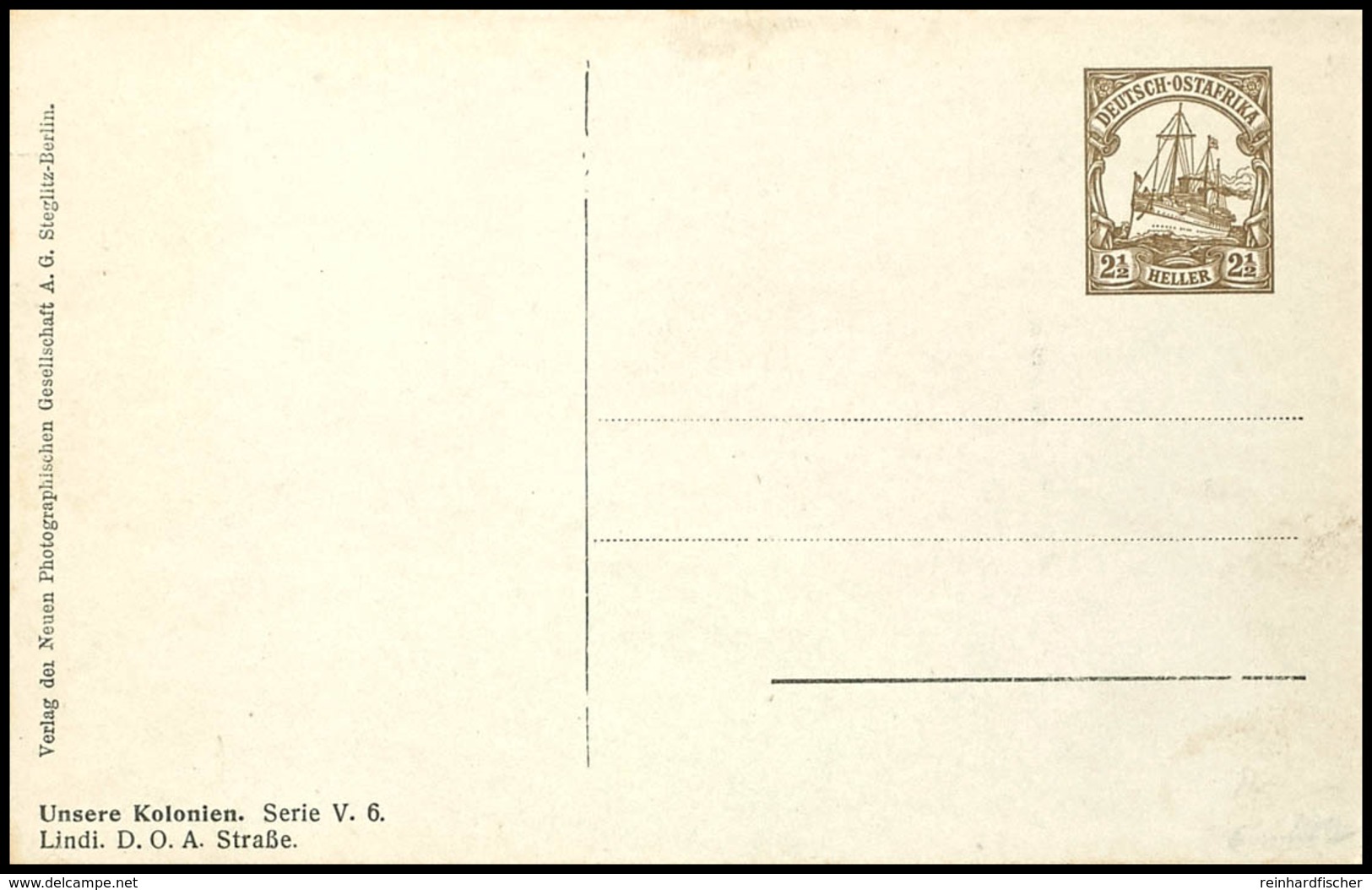 2½ Heller Schiffszeichnung, Privat-Ganzsachenkarte Abb. Lindi, Ungebraucht, Katalog: PP4 GA* - Deutsch-Ostafrika