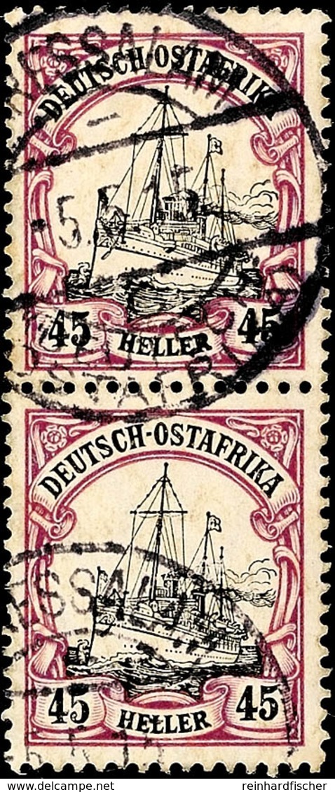 DARESSALAM, Senkrechtes Paar Der 45 Heller Mit Stpl. Type 7 Vom 5.5.15 Mit Kleiner Jahreszahl, Katalog: 36 O - Deutsch-Ostafrika