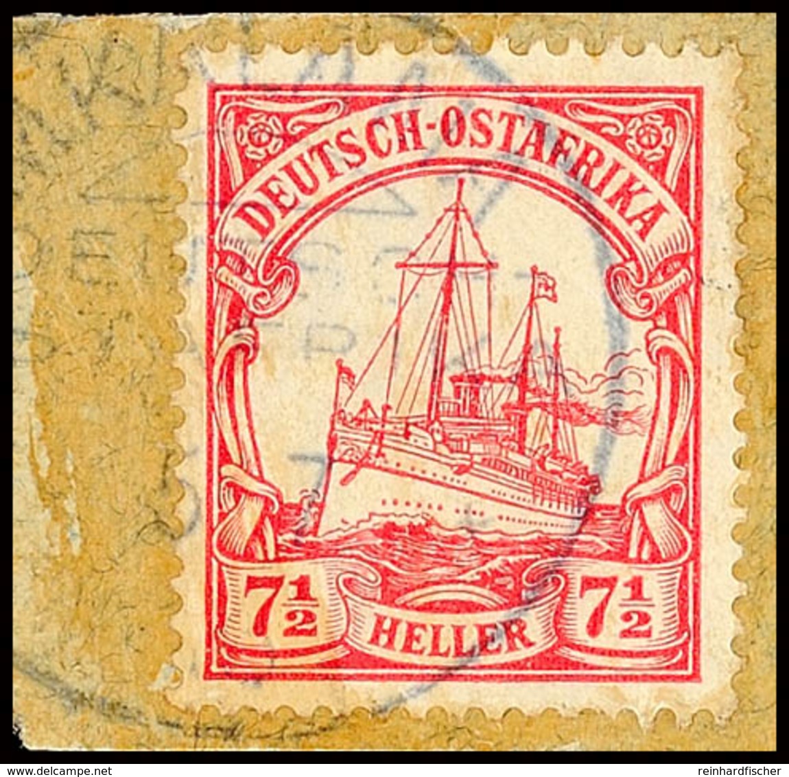 MKALAMA 5.7 10 Fast Vollständig Auf Briefstück 7½ Heller Kaiseryacht, Katalog: 32 BS - Deutsch-Ostafrika