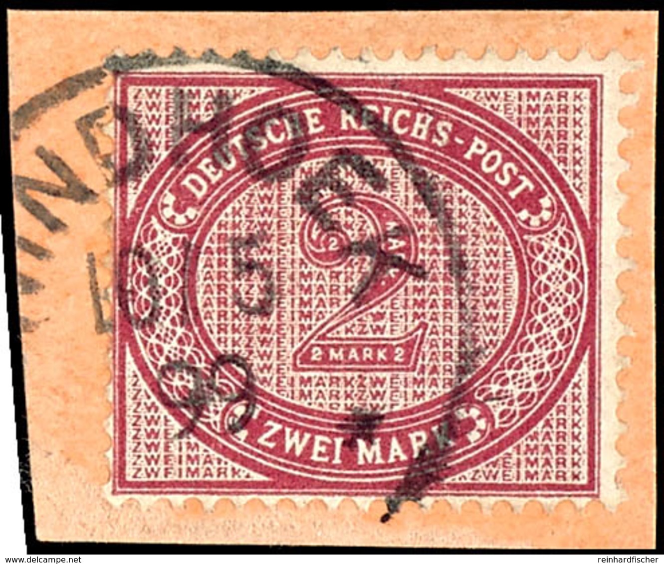 2 Mark Reichspost In E-Farbe, Gestempelt "WINDHOEK 10/5 99" Auf Briefstück, Tadellos., Katalog: V37e BS - Deutsch-Südwestafrika