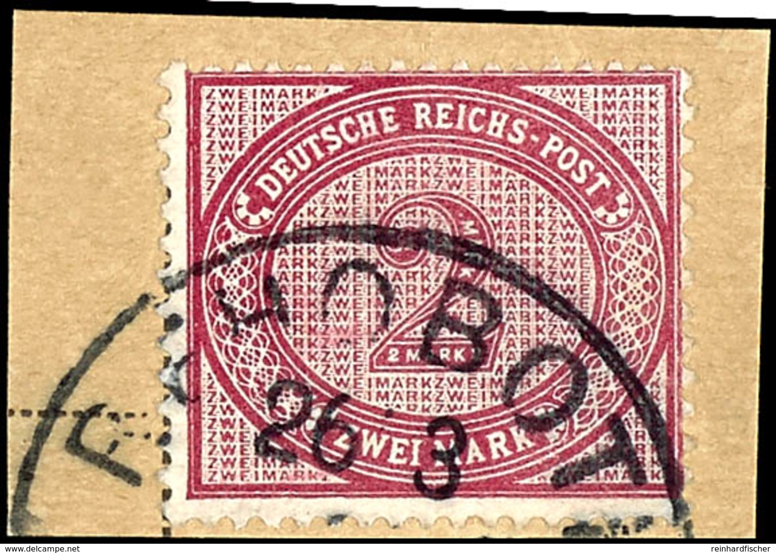 2 Mark In E-Farbe, Entwertet Mit Seltenem Stempel "REHOBOT 26/8" Auf Briefstück, Steuer X 10!, Katalog: V37e BS - Deutsch-Südwestafrika