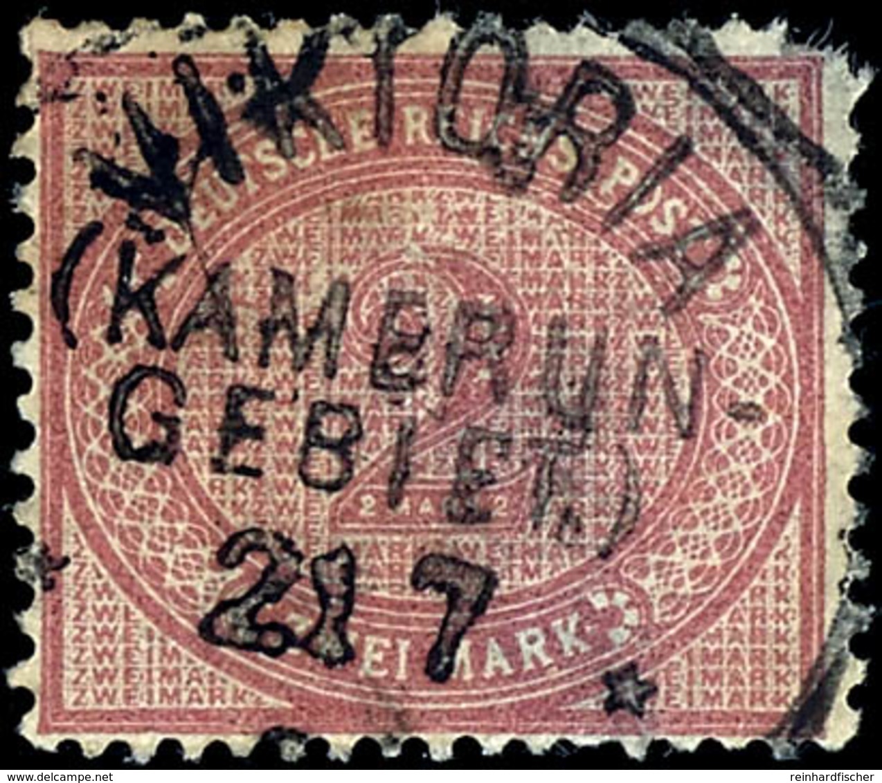 2 Reichsmark In C-Farbe, Entwertet Mit Seltenem Stempel "Viktoria Kamerun-Gebiet 21 7 88 (?)" Marke Dünn Und Eckfehler - - Kamerun