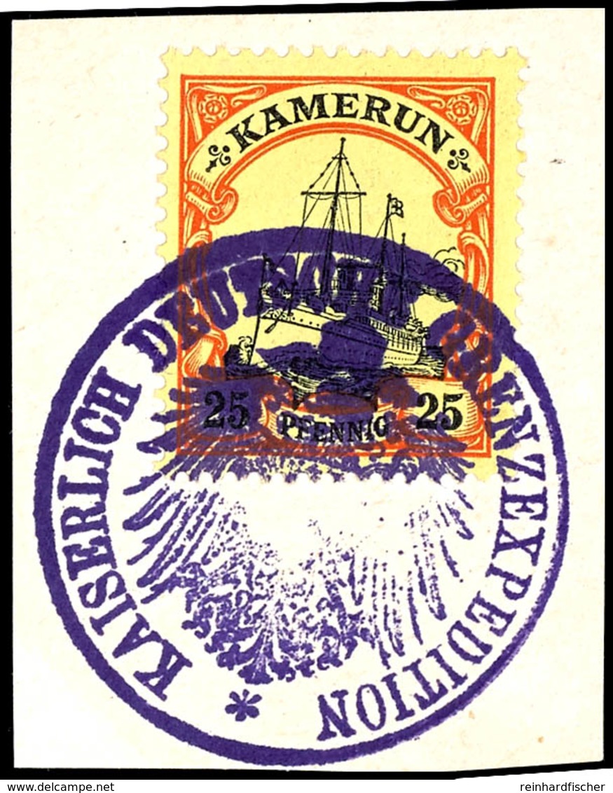 10 Pfg. Krone/Adler, Rechtes Randstück Mit Zwischensteg Unten, K1 "KAMERUN", 5 Pfg. Violettes Siegel "GROSS-BATANGA" Und - Kamerun