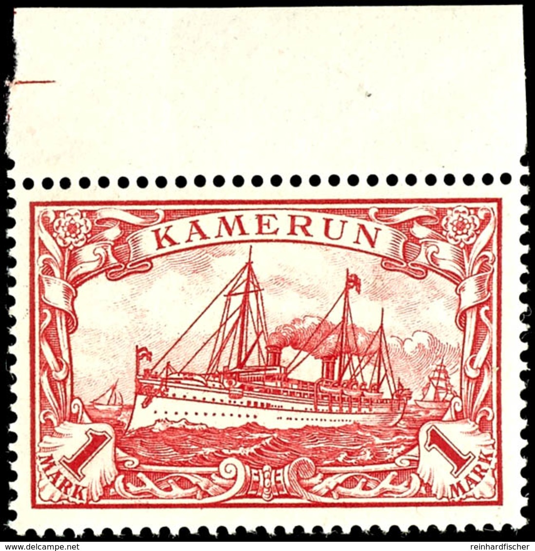 1 M. Kaiseryacht O.Wz. Mit Oberrand, Tadellos Ungebraucht, Kabinett, Mi. 80.-+, Katalog: 16 * - Kamerun