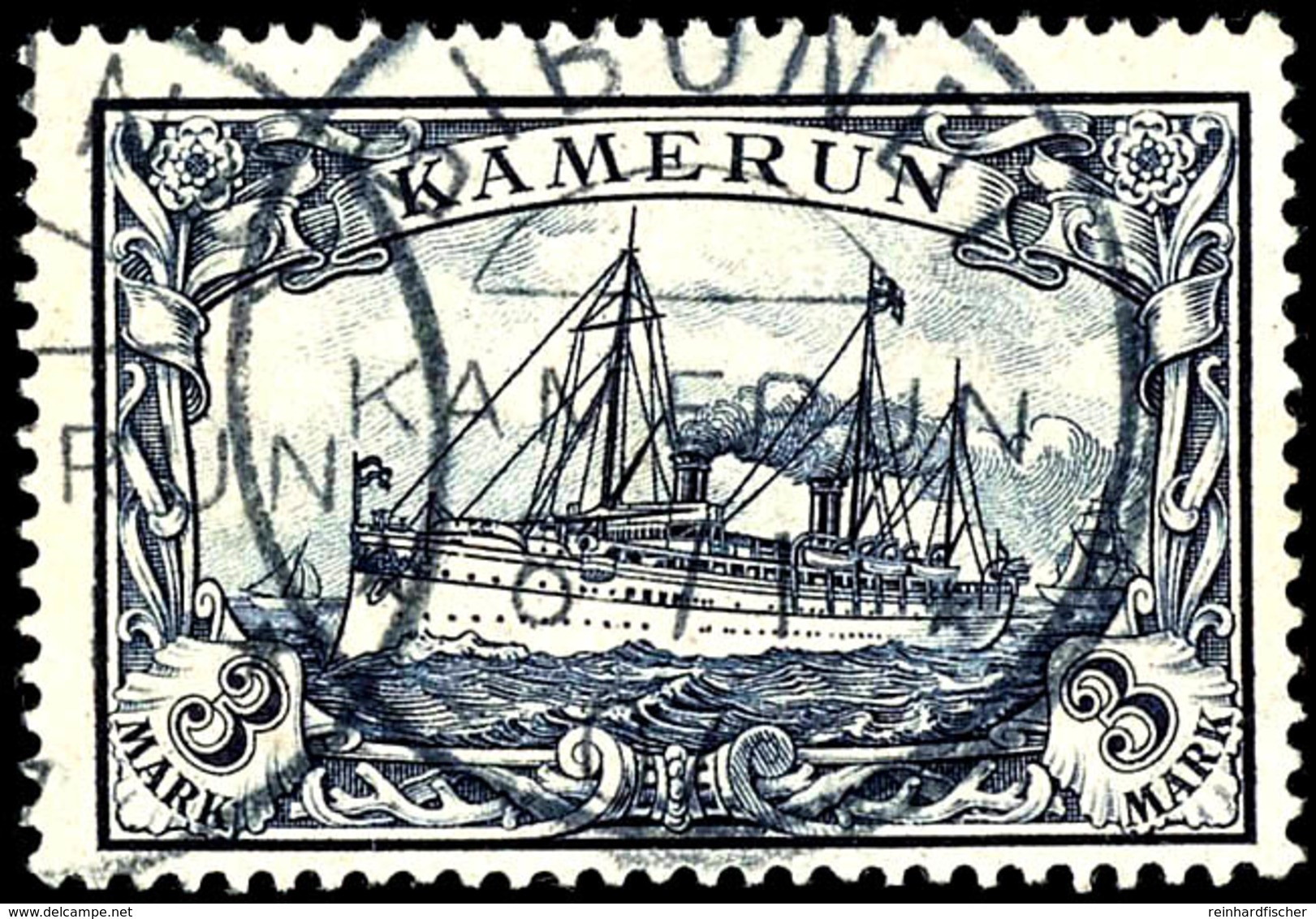 3 M. Kaiseryacht, Zentrisch Gestempelt "BIBUNDI 8/1 07", Tadelloses Kabinettstück, Gepr. Bothe, Mi. 140.-, Katalog: 18 O - Kamerun