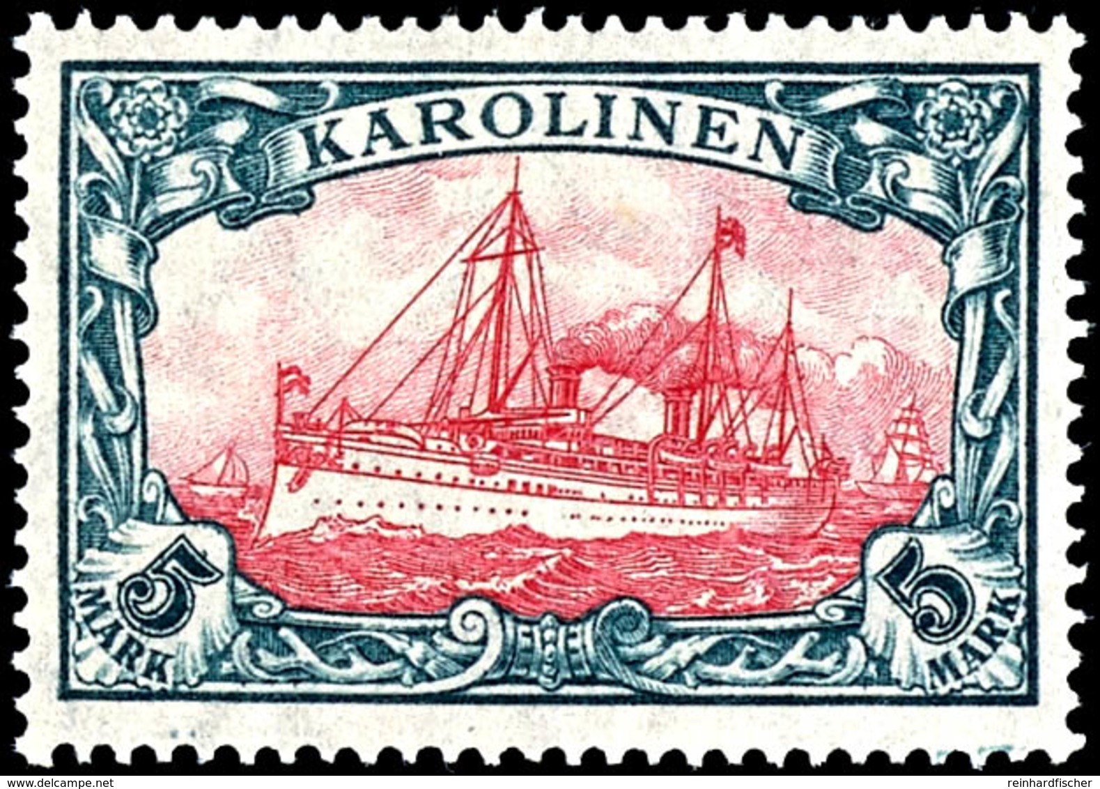 5 M. Kaiseryacht Mit Wz., Tadellos Postfrisch, Unsigniert, Kabinett, Mi. 180.-, Katalog: 22IIB ** - Karolinen