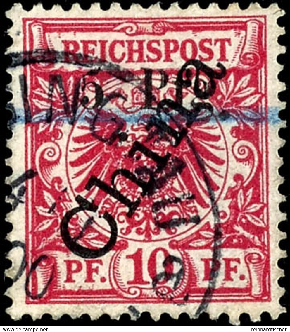 5 Pfg. Auf 10 Pfg Krone/Adler Mit Diagonalem Aufdruck, Type 3b, Tadellos Gestempelt "TSINGTAU ..4/1 00", Kabinett, Selte - Kiautschou