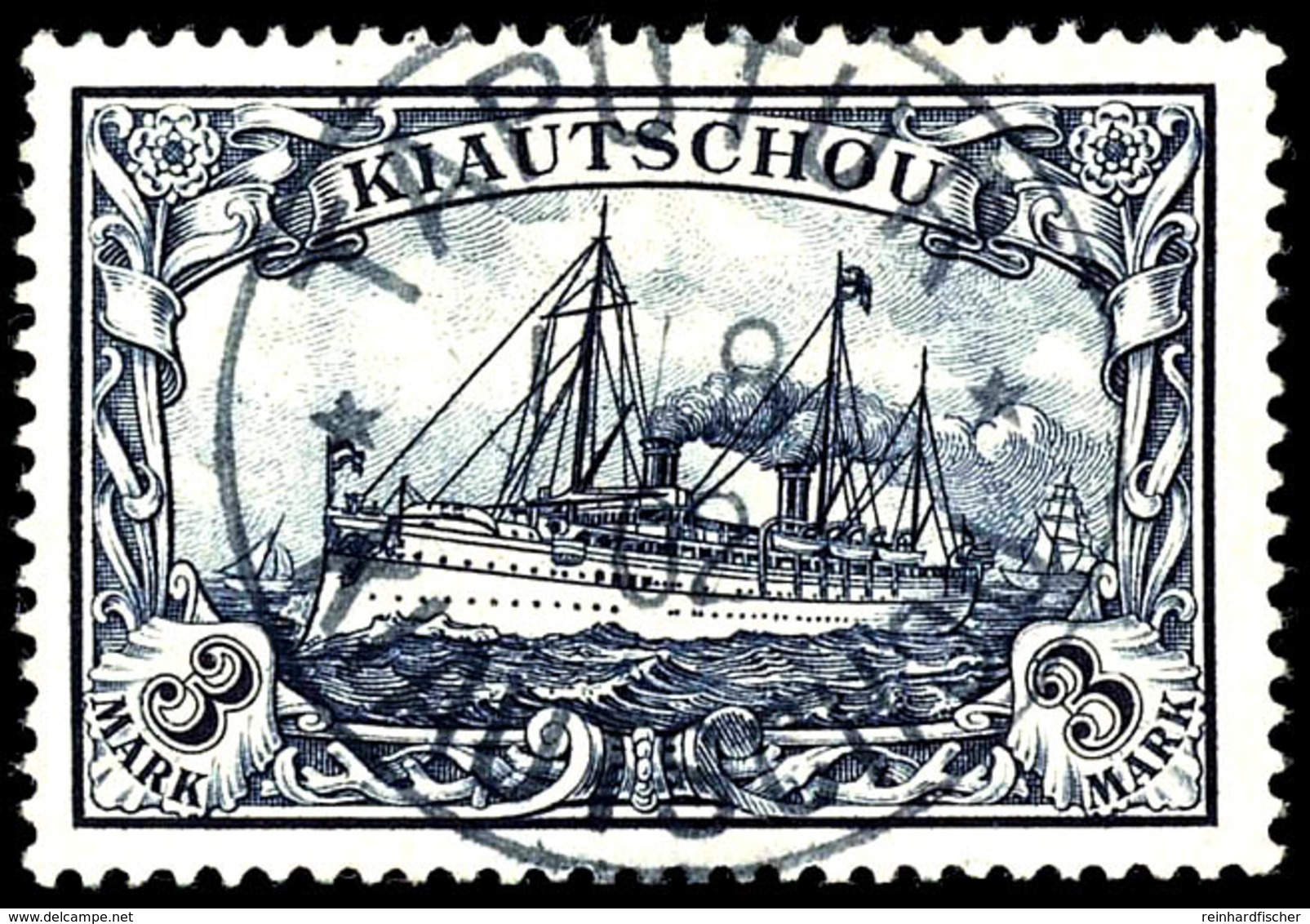 3 M. Kaiseryacht, Zentrisch Besser Gestempelt "TAPUTUR 1/8 02", Tadelloses Kabinettstück, Gepr. Pfenninger Und Dr. Hartu - Kiautschou