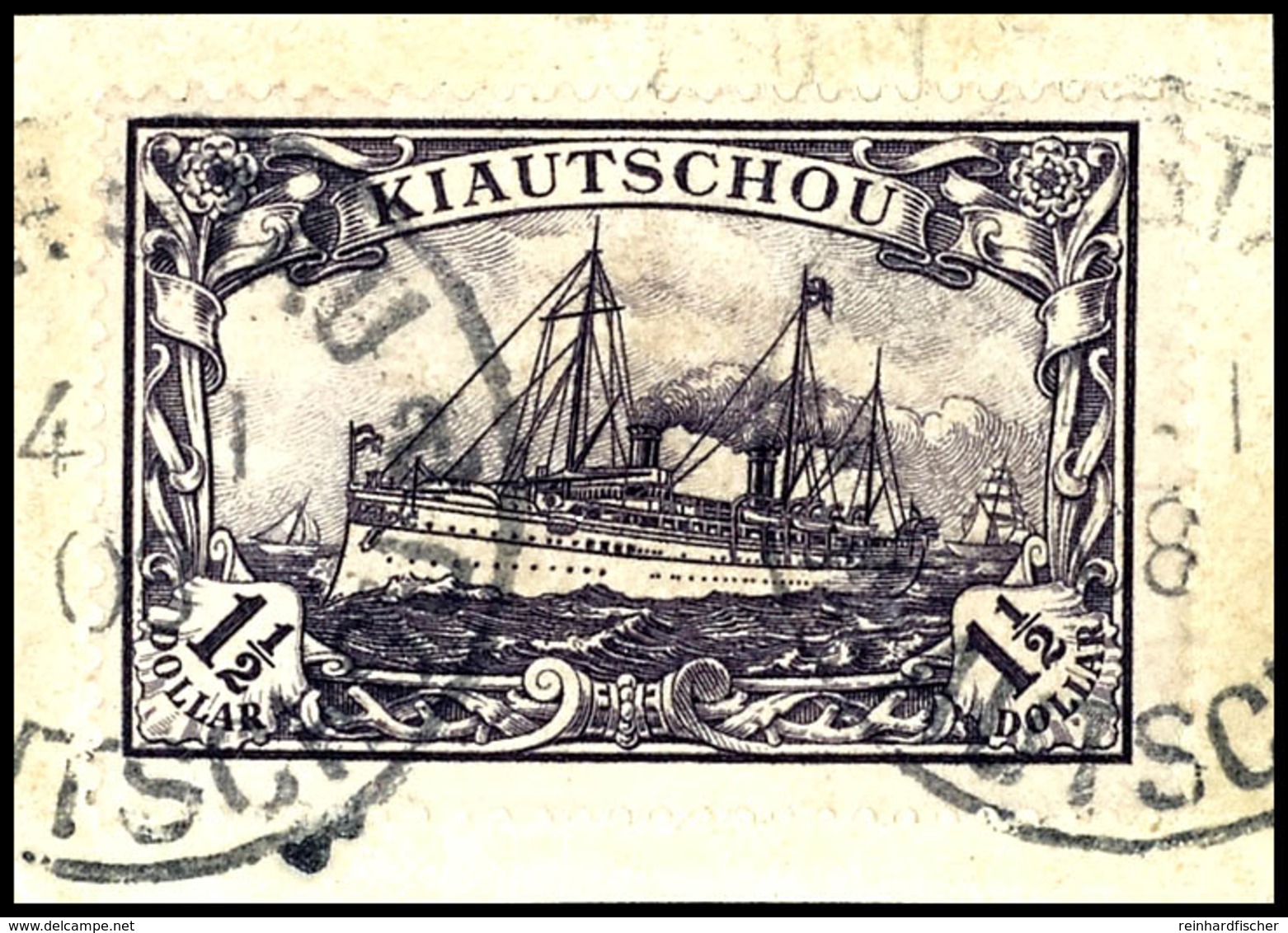 1 1/2 Dollar Ohne Wasserzeichen Tadellos Auf Briefstück, Tiefst Gepr. Thier Und Bothe, Mi. 2000,--, Katalog: 26A BS - Kiaochow