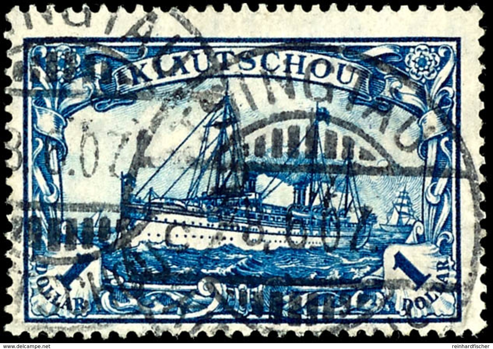 1 $ Kaiseryacht , Zentrisch Gestempelt KGS "TSINGTAU 8.6.07", Tadelloses Kabinettstück, Gepr. Bothe BPP, Mi. 100.-, Kata - Kiautschou