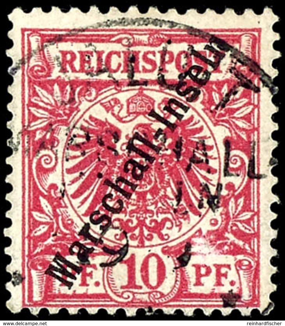 10 Pfennig Gestempelt, Pracht, Michel 110,-  Gepr. Mansfeld, Katalog: 3I O - Marshall-Inseln