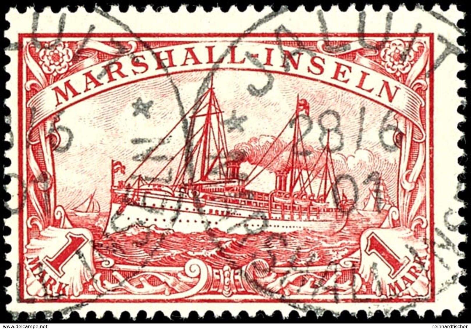 1 M. Kaiseryacht, Zentrisch Gestempelt "JALUIT 28/6 01", Tadelloses Kabinettstück, Gepr. Bühler, Mi. 100.-, Katalog: 22  - Marshall-Inseln