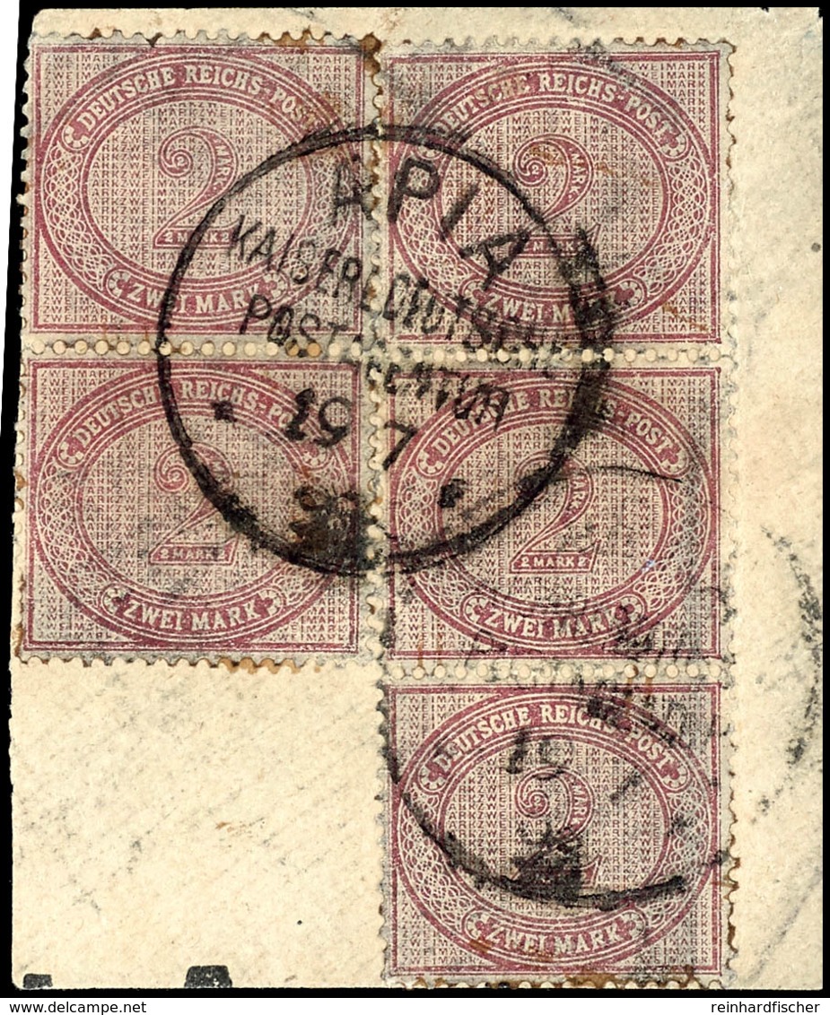 2 Mark Dunkelrotkarmin, Fünf Werte (Paar + Dreierstreifen) Auf Briefstück Mit Entwertung Durch Ekr. "APIA 19 7 93", Leic - Samoa