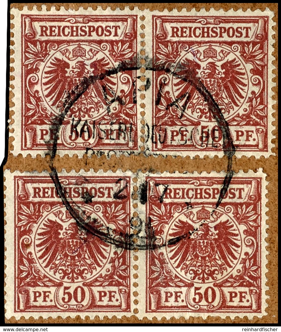 50 Pfg Krone/Adler Lebhaftbraunrot, Vier Werte = Zwei Waagerechte Paare Mit Entwertung Durch EKr. "APIA / KAISERL. DEUTS - Samoa