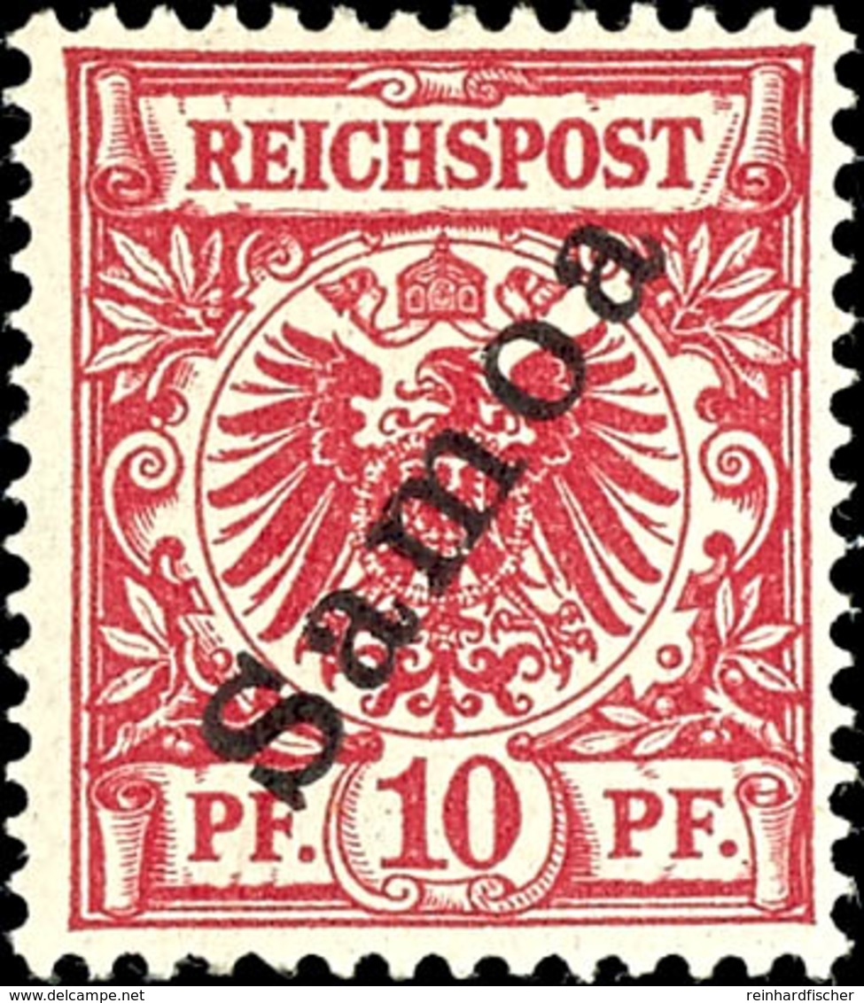 10 Pfennig Dunkelrosarot, Ungebraucht, Pracht, Michel 200,-, Katalog: 3b * - Samoa