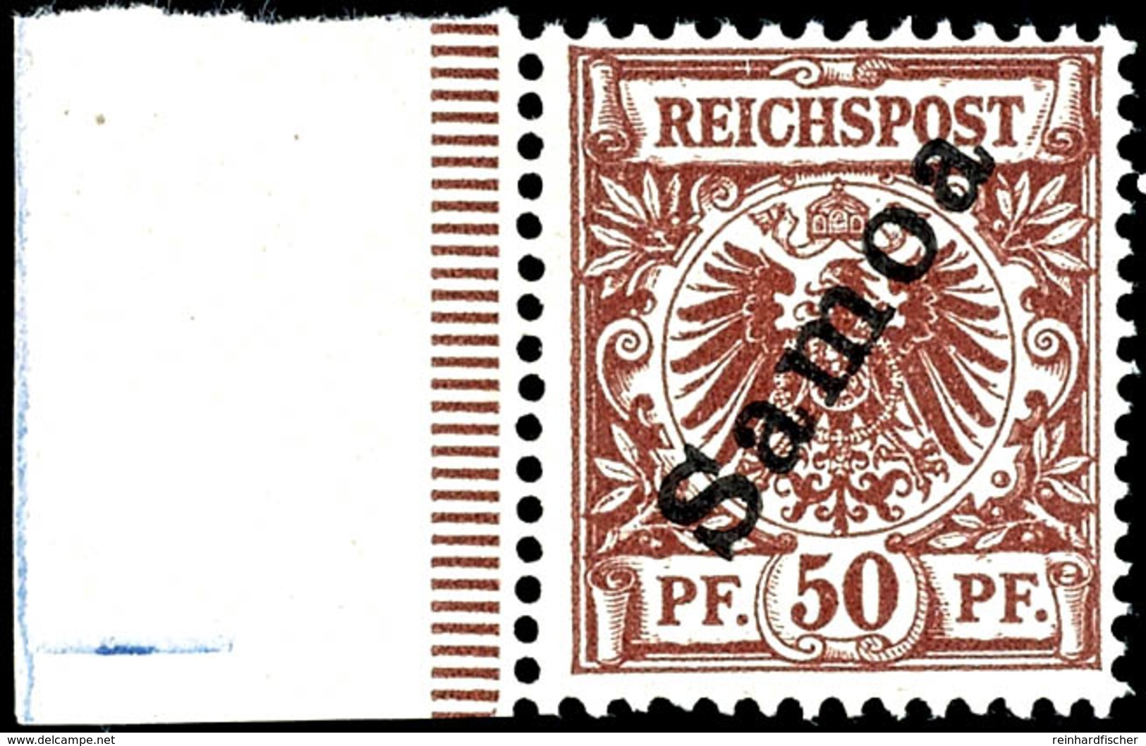 50 Pfg Krone/Adler Mit Linkem Bogenrand, Tadellos Postfrisch, Unsigniert, Falzspur Im Rand Ohne Belang, Luxus, Mi. 150.- - Samoa