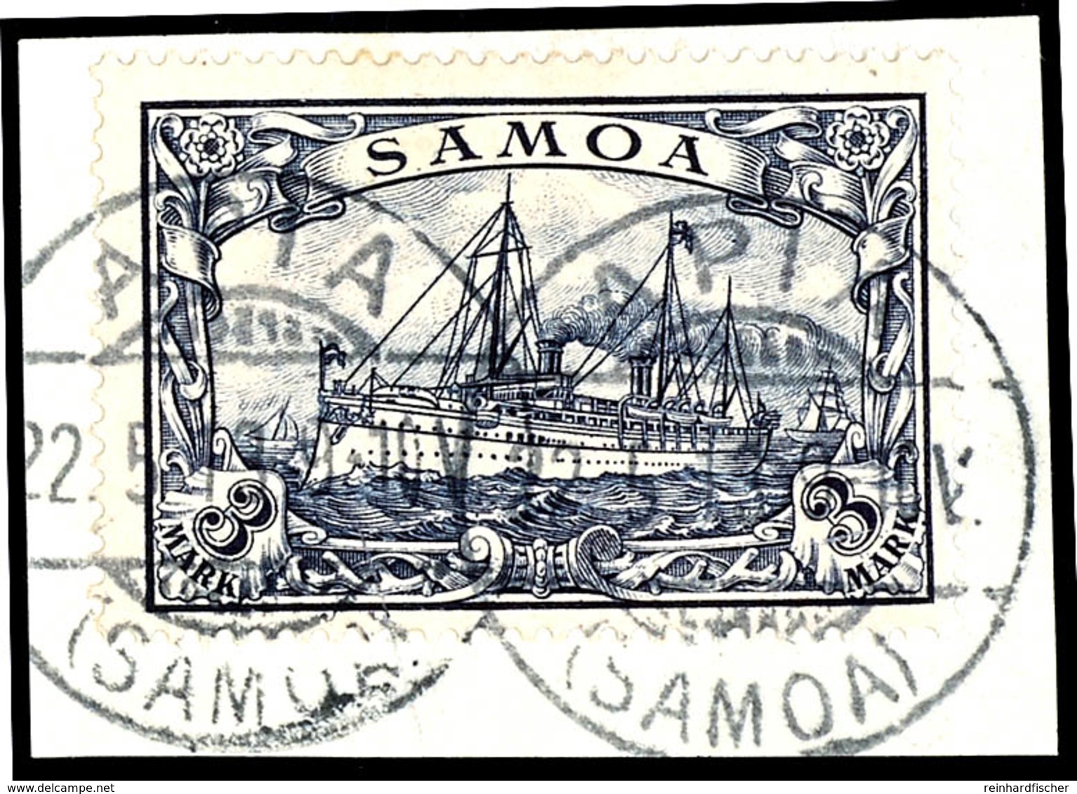 1 Und 2 Mark Gestempelt, Kabinett, 3 Mark Luxusbriefstück, Michel 360,-  Gepr. Bothe BPP, Katalog: 16/18 O/BS - Samoa