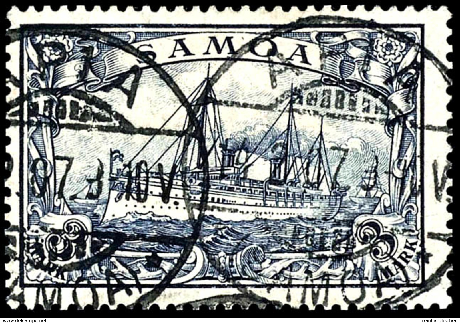 3 M. Kaiseryacht, Zentrisch Gestempelt KGS "APIA 14.2.07", Tadelloses Kabinettstück, Gepr. Bühler, Mi. 170.-, Katalog: 1 - Samoa