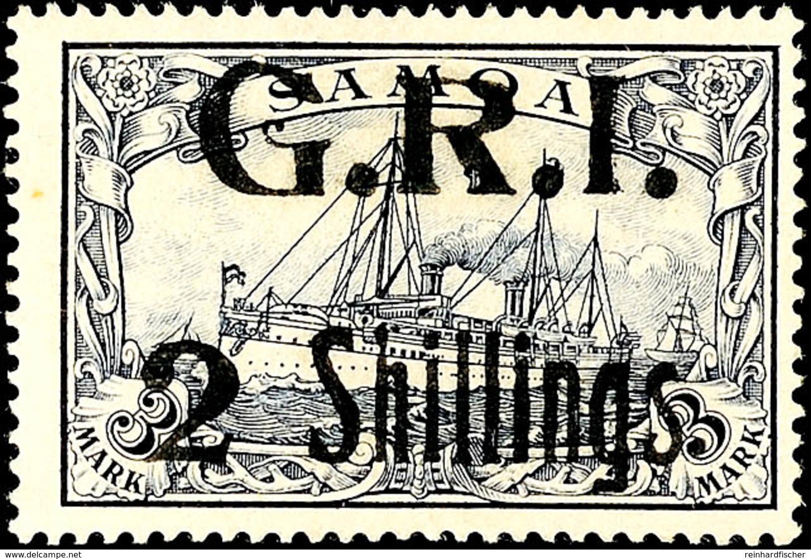 3 Mark Kaiseryacht Mit Aufdruck "G. R. I. 2 Shillings", Tadellos Ungebraucht Mit Originalgummierung, Seltene Variante, D - Samoa