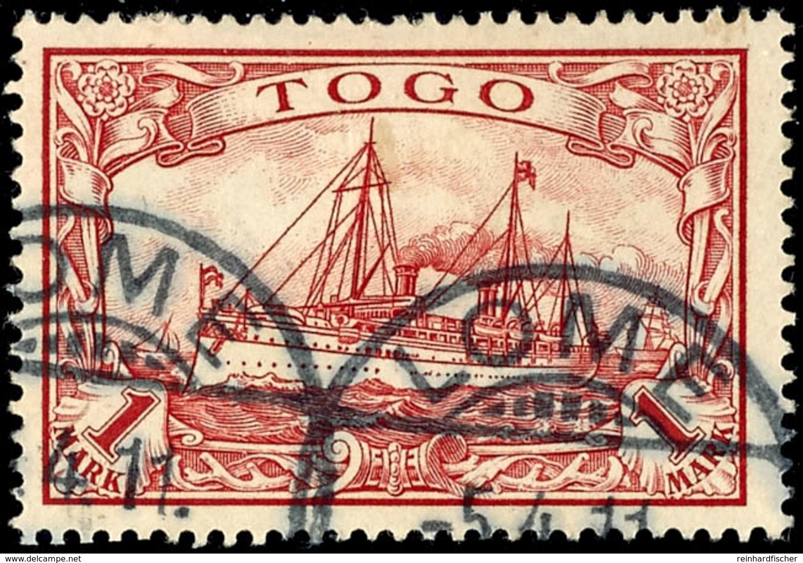 1 Mark Kaiseryacht Gestempelt LOME, Mi. 65,-, Katalog: 16 O - Togo