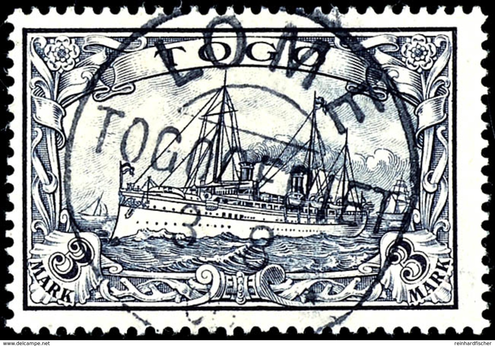 1 Und 2 Mark Auf Briefstück, 3 Mark Gestempelt, Kabinett, Michel 345,-, Katalog: 16/18 BS - Togo