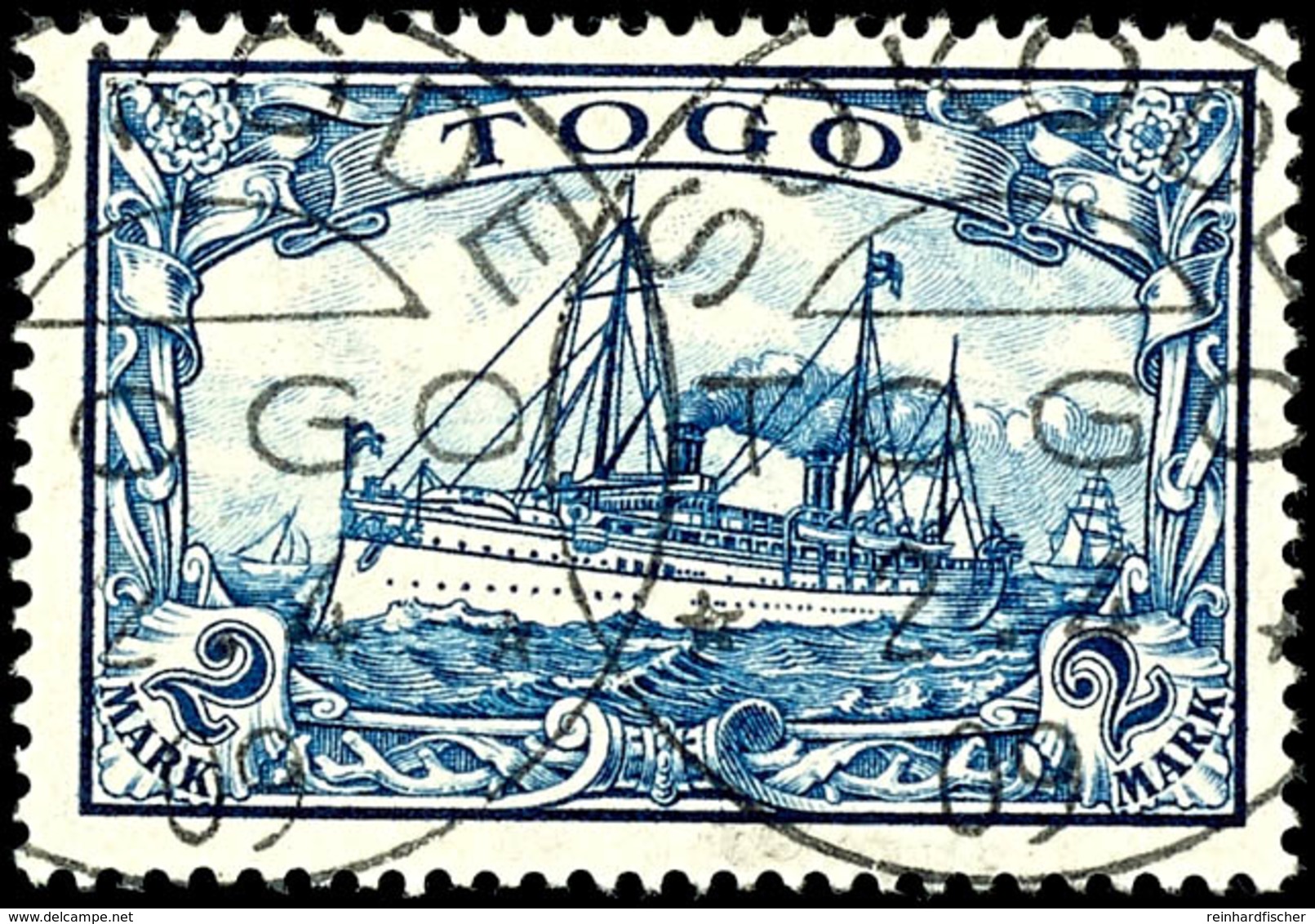 2 M. Kaiseryacht, Zentrisch Gestempelt "SOKODE 2/4 09", Tadelloses Kabinettstück Mit Dem Besseren Stempel, Gepr. Bühler, - Togo