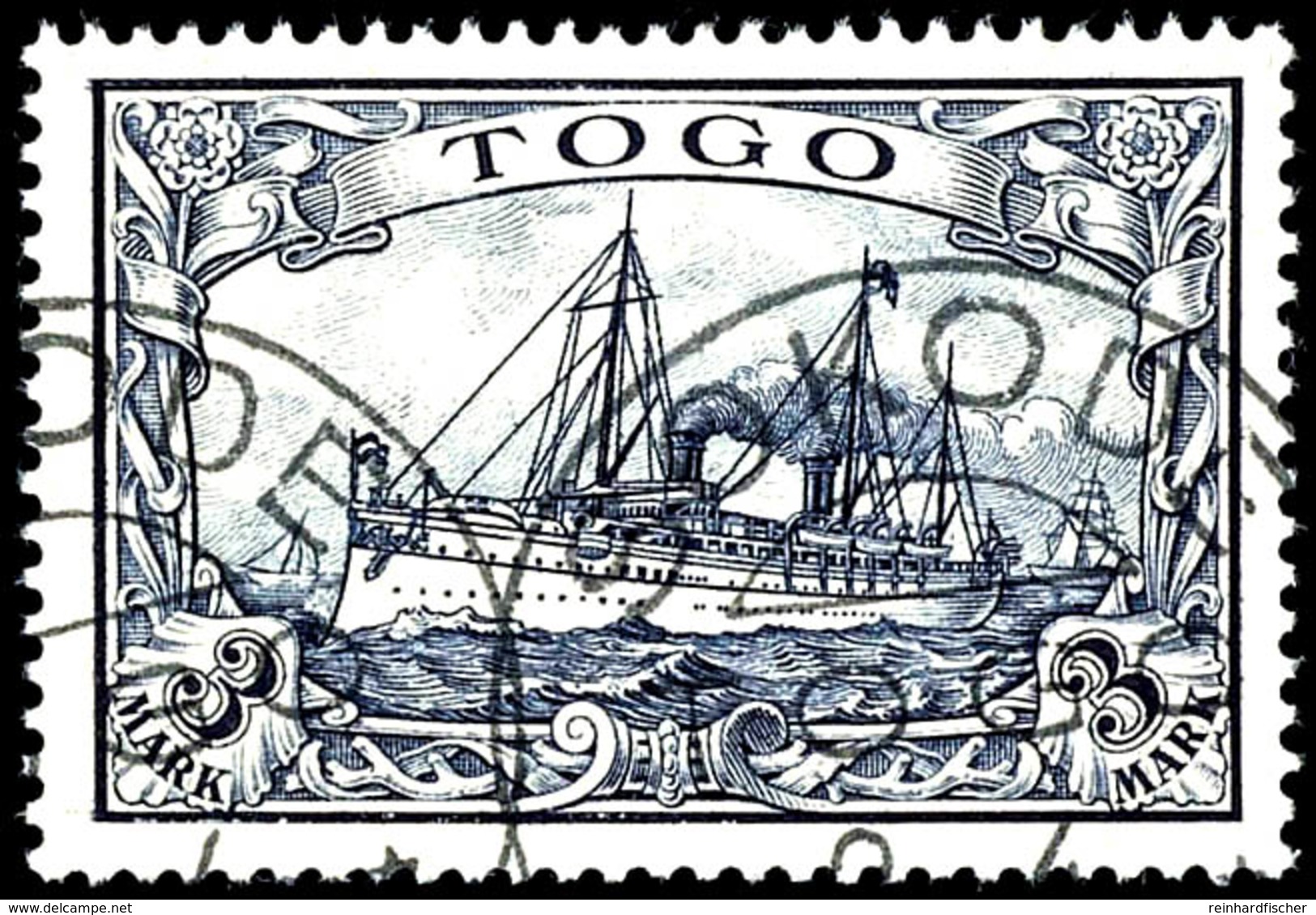 2 M. Kaiseryacht, Tadellos Gestempelt "SOKODE 2/4", Tadelloses Kabinettstück Mit Dem Besseren Stempel, Gepr. Bühler, Mi. - Togo